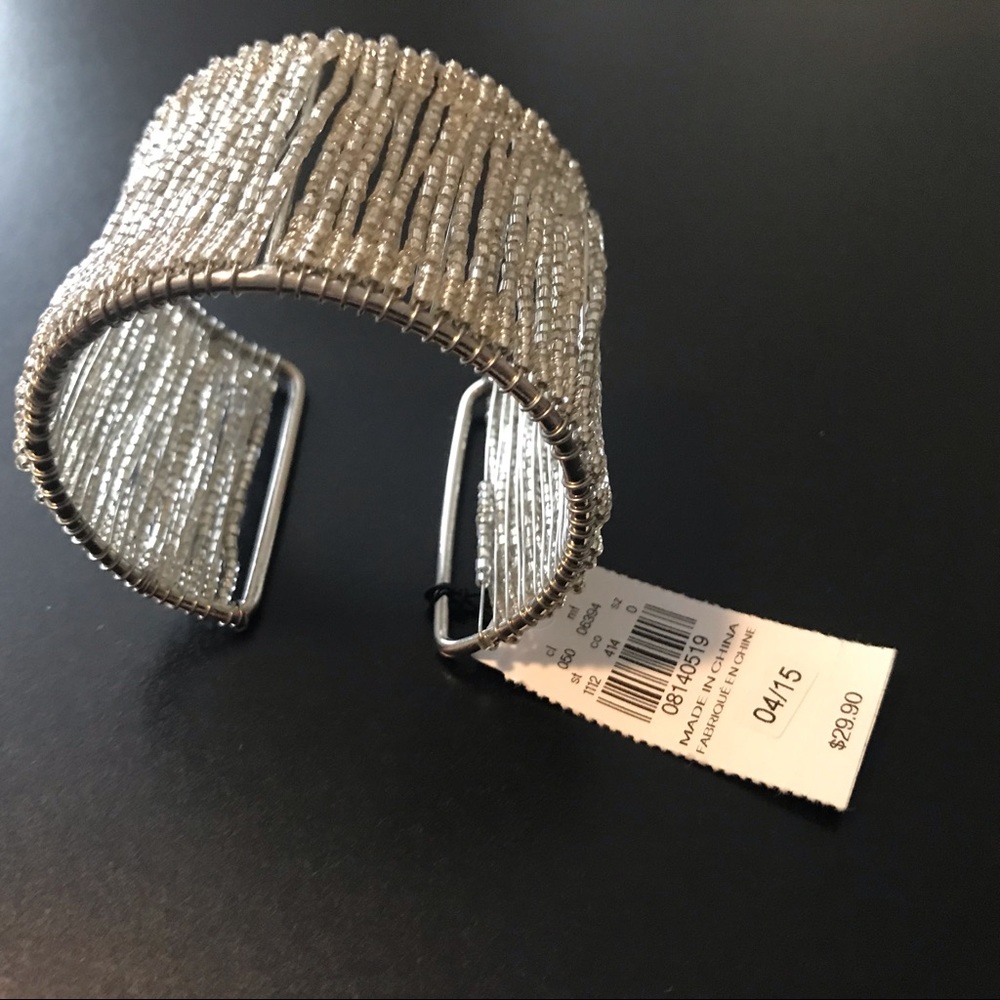 Express silver beaded cuff.